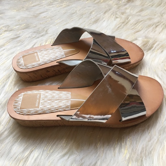 Dolce Vita Metallic Slide Sandals - Picture 6 of 8